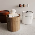 Cylindrical Wooden White Brown Bedside Tables With Mushroom Lamp Pollogs Book And Spherical Wall Decor