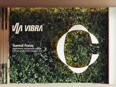Living Plant Wall Featuring VIBRA Surreal Focus And White Circular Design In Interior 3d model