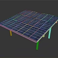 Solar Panel Array Setup With Blue Cells And Orange Support Legs