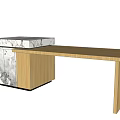 Modern Combination Furniture With Marble Top Cabinet And Wooden Long Table