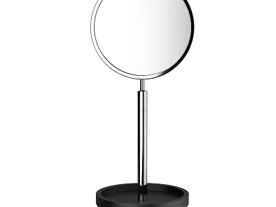 Round Tabletop Mirror With Metal Stand Black Base And Modern Minimalist Design 3d model