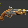 Orange Grip Vintage Pistol with Metal Barrel and Classic Firearm Design