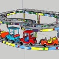 Colorful Kids Track Train Amusement Ride with Spiral Rails and Multiple Cars