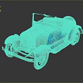 Vintage Blue Convertible Car With Rustic Exterior And Classic Open Top Design