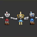 Cartoon Game Movie Characters Three Figures With White Hats Black Bodies And Colorful Outfits