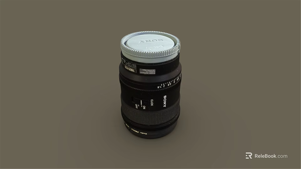 Sony Black Camera Lens With F1.8-2.8 Aperture And Lens Cap For Digital Photography 3d model 