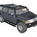 Black Hummer SUV Featuring Roof Rack Large Wheels And Rugged Exterior