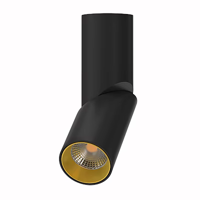 Black Modern Downlight Spotlight With Sleek Metal Body And Warm Yellow Light 3d model