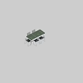 Modern Dining Table and Chair Set with Green Tabletop and Metal Frame Design