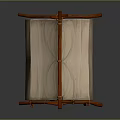 Primitive Tent Structure With Horn Shaped Wooden Poles And Canvas Covering