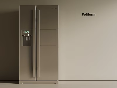 Poliform Silver Double Door Refrigerator With Display Screen Ice Water Dispenser And Modern Minimalist Design 3d model