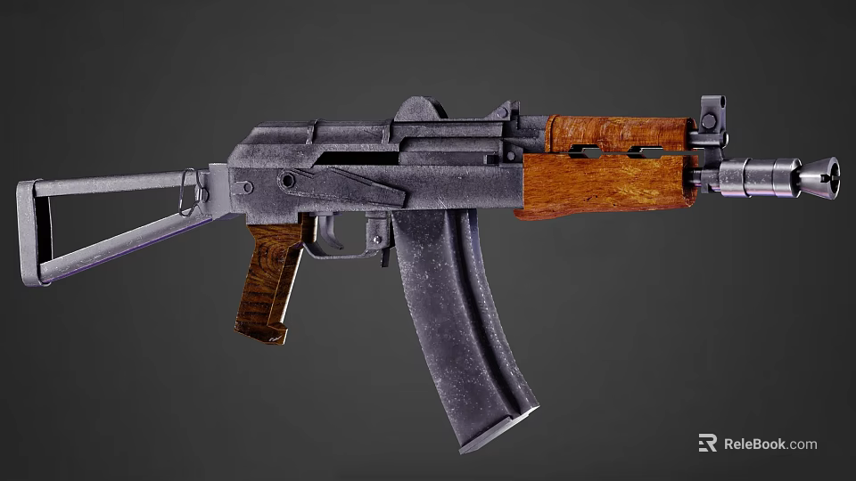 Classic Rifle With Wooden Stock Grip Metal Body And Black Magazine Design 3d model 