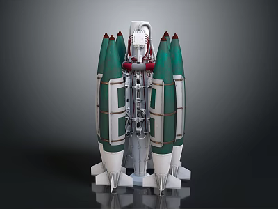 Green And White Military Missile With Symmetrical Warhead Structure And Launch System Design 3d model