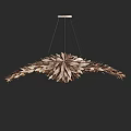 Unique Shaped Feather Inspired Pendant Light With Metallic Leaf Structure For Modern Interior 3d model