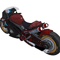 Futuristic Red And Black Motorcycle With Streamlined Design Transparent Windshield And Unique Wheels