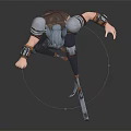 3D Fantasy Female Warrior Character With Animal Ears Tail Detailed Armor And Dynamic Pose