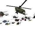 Various Types of Helicopters with Different Colors and Models Collection