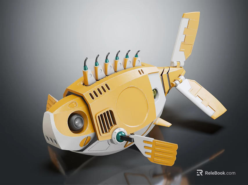 Interactive Electric Toy Fish Shaped Mechanical Design With LED Eyes And Moving Fins For Kids 3d model 