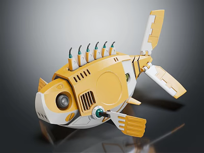 Interactive Electric Toy Fish Shaped Mechanical Design With LED Eyes And Moving Fins For Kids 3d model