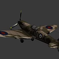 Vintage Fighter Aircraft With Propeller Camouflage Paint Wing Insignia And DCOY Marking