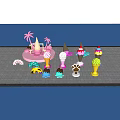 Colorful Ice Cream Cones And Popsicles With Decorative Shapes And Designs