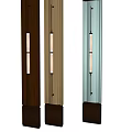 Modern Room Dividers With Vertical Light Strips And Wooden Golden White Frames