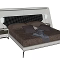 Modern Double Bed With Upholstered Headboard Side Nightstands And Table Lamps