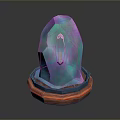 Colorful Polished Stone Decor with Handcrafted Wooden Base and Glossy Surface