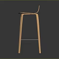 Modern Minimalist Wooden Bar Stool With Light Wood Finish And Slim Legs Metal Footrest