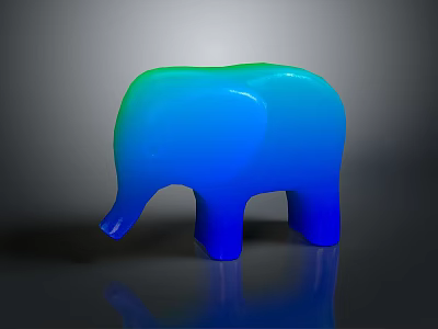 Modern Gradient Blue Green Elephant Sculpture With Glossy Finish And Reflection 3d model