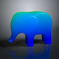 Modern Gradient Blue Green Elephant Sculpture With Glossy Finish And Reflection