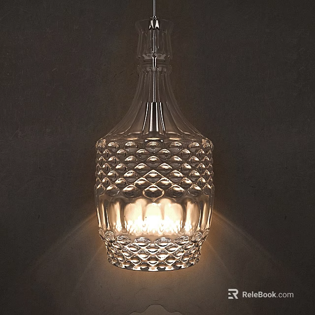 Elegant Crystal Chandelier With Transparent Glass Diamond Cut Pattern And Illuminated Light 3d model 