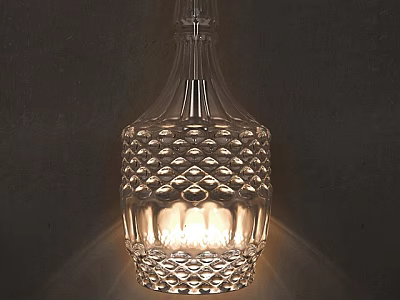 Elegant Crystal Chandelier With Transparent Glass Diamond Cut Pattern And Illuminated Light 3d model