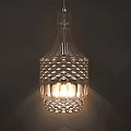 Elegant Crystal Chandelier With Transparent Glass Diamond Cut Pattern And Illuminated Light
