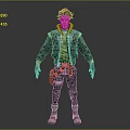 Adventurous Male Character 3D Model With Brown Hair Yellow Hoodie And Brown Jacket