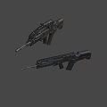 Two Modern Tactical Rifles Display Featuring Barrel Stock Scope And Magazine Components 3d model