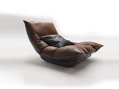 Modern Brown Leather Bean Bag Chair With Black Cushion And Comfortable Design 3d model