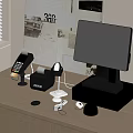 Modern Cash Register Setup With POS Terminal Receipt Printer And Card Reader On Office Desk