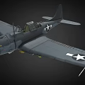 Vintage Military Fighter Plane In Gray With Star Insignia And Propeller Design