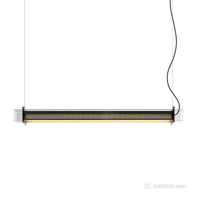 Modern Linear Chandelier with Black and Gold Grille Design for Interior Decoration 3d model 