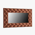 Vertical Decorative Mirror With Brown Leather Tufted Frame And Modern Design