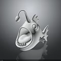 White Fish Shaped Furniture Decor With Shiny Surface Open Mouth And Curved Top Fin