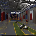 Modern Fitness Gym Interior With Boxing Ring Training Equipment Screen And Rest Seats