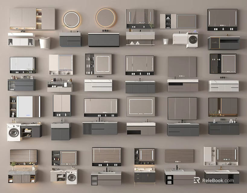 Modern Bathroom Vanity Cabinet With Various Styles And Combination Designs 3d model