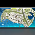 Commercial Equipment 3D Planning Model Display for Business District Layout with Waterfront and Roads