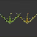 Decorative Plant Sculptures with Green Leaves Yellow Blooms Deer Shaped Structure on Reflective Dark Background