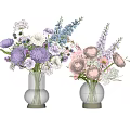 Elegant Glass Vases With Pink Purple White Flower Arrangements