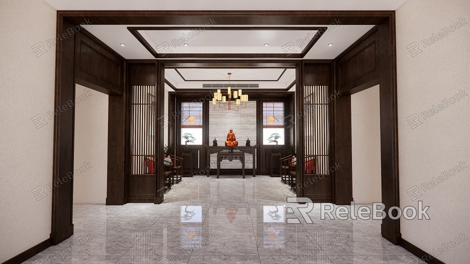 New Chinese-style High-end Indoor Buddha Hall model