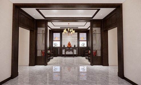 New Chinese-style High-end Indoor Buddha Hall 3d model