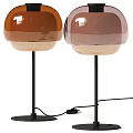 Modern Table Lamps With Dome Shaped Glass Shades Black Pole Yellow White Light